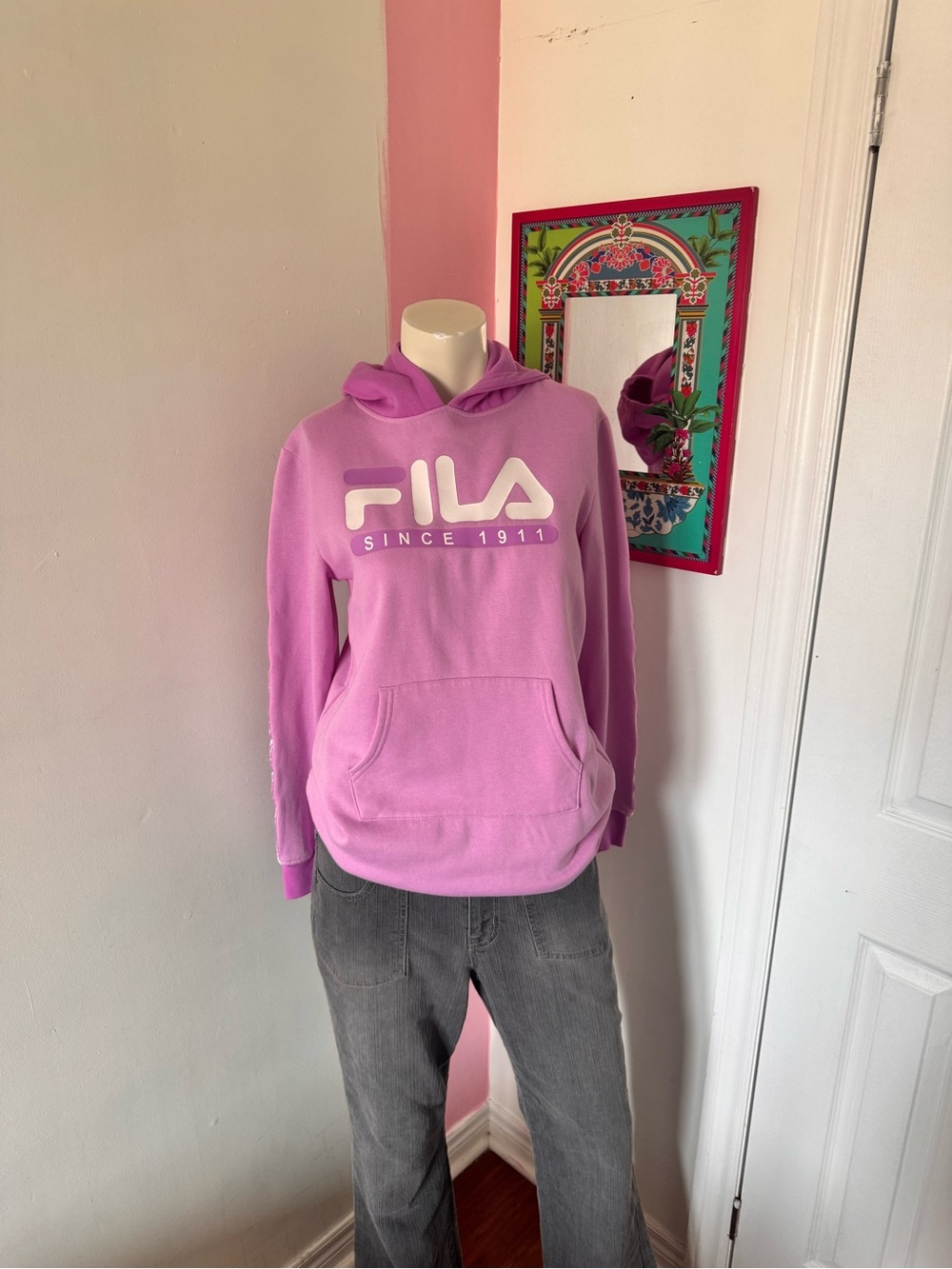 FILA Pink Logo Hoodie with White Branding